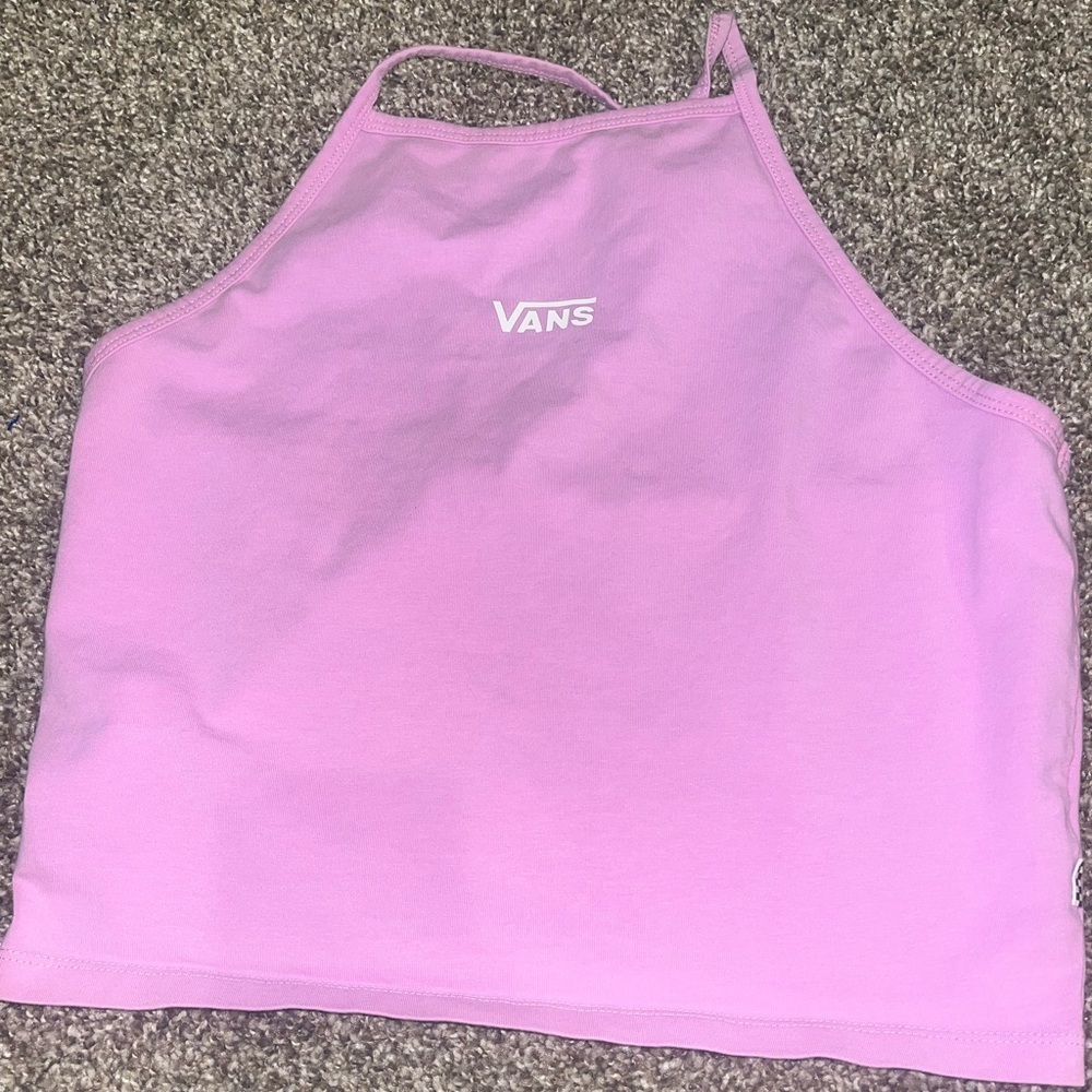 Vans Logo halterneck top in pink Exclusive at ASOS size medium
